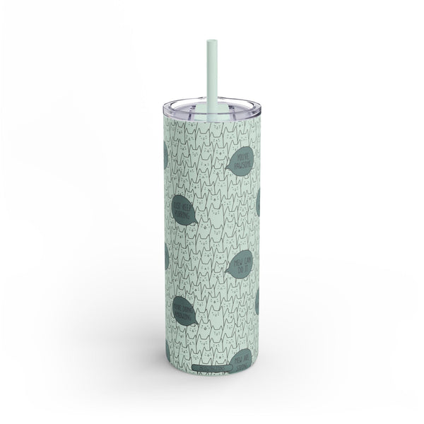 Monochrome Crowded Cats Matte Tumbler, 20oz