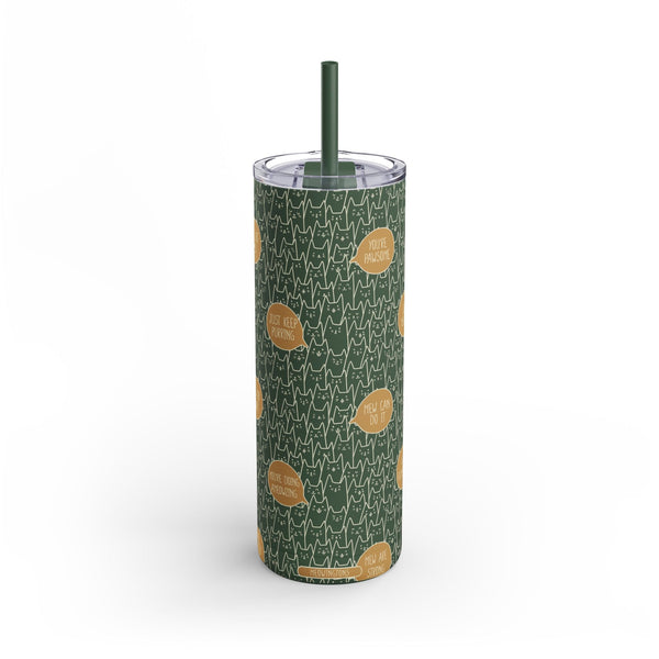 Retro Crowded Cats Skinny Matte Tumbler, 20oz